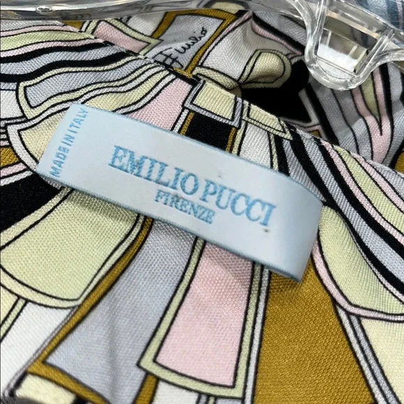 Emilio Pucci Art Deco Patterned Silk Long Sleeve Dress - Picture 9 of 11